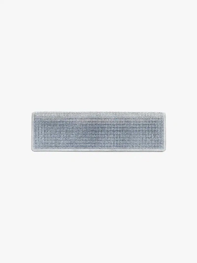 Shop Off-white Grey Jitney 2.2 Crystal Embellished Clutch Bag