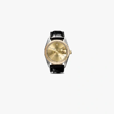 Shop Lizzie Mandler Fine Jewelry Reworked Vintage Rolex Oyster Perpetual Datejust Watch In Gold