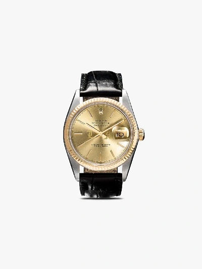 Shop Lizzie Mandler Fine Jewelry Reworked Vintage Rolex Oyster Perpetual Datejust Watch In Gold