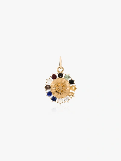 Shop Foundrae 18k Yellow Gold Aether Miniature Gemstone Medallion Charm