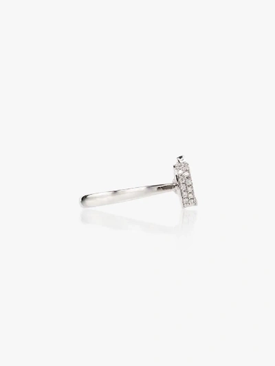 Shop Gucci 18k White Gold G Flower Open Diamond Ring In Metallic