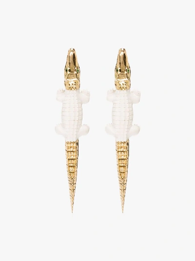 Shop Bibi Van Der Velden 18k Yellow Gold Croc Drop Earrings