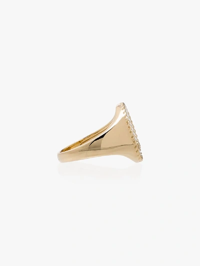 Shop Yvonne Léon 9k Yellow Gold Pearl Diamond Signet Ring In Metallic