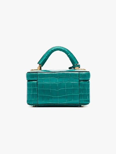 Shop Stalvey Blue Crocodile Leather Beauty Case Bag