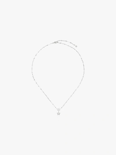 Shop Gucci 18k White Gold Gg Diamond Necklace