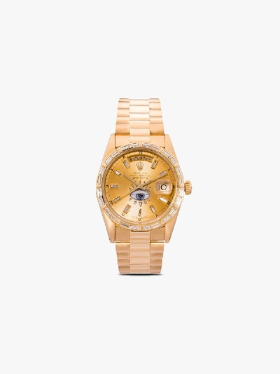 Shop Jacquie Aiche Reworked Vintage Rolex Day-date Watch In Gold