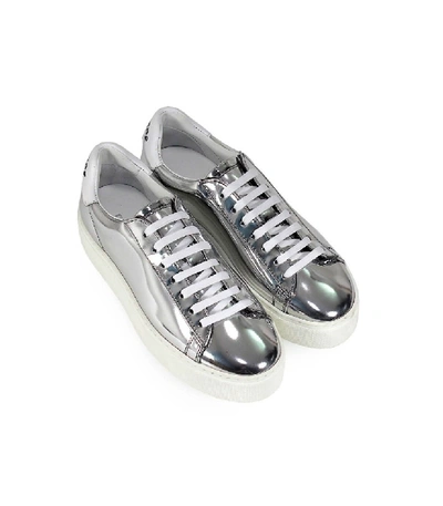 Shop Dsquared2 New Tennis Mirror Silver Sneaker In White