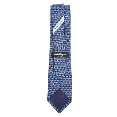 Shop Ferragamo Navy Silk Print Tie In Blue