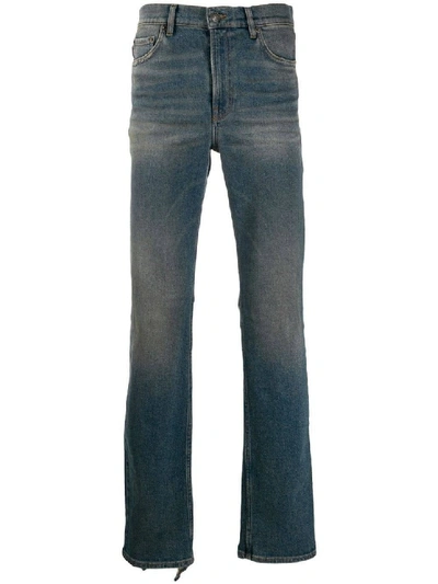 Shop Balenciaga Blue Men's Stonewash Straight Leg Jeans In Grey