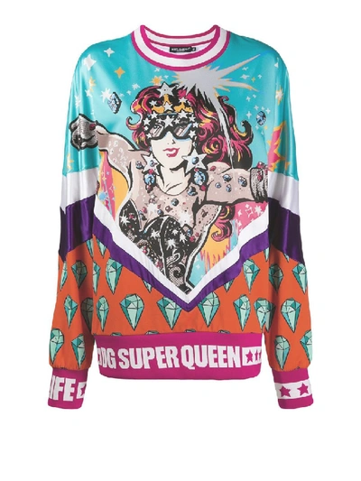 Shop Dolce & Gabbana Super Eroine Maxi Print Sweatshirt In Black