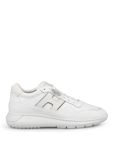 Shop Hogan Interactive White Leather Sneakers