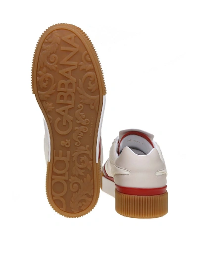 Shop Dolce & Gabbana Miami Sneakers In Fabric And Nappaired Calfskin In White