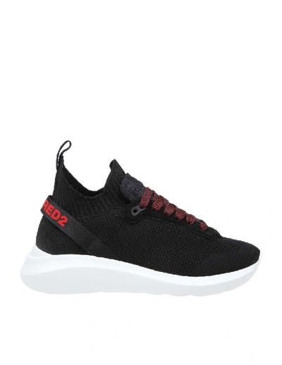 Shop Dsquared2 Speedster Knitted Sneakers In Black