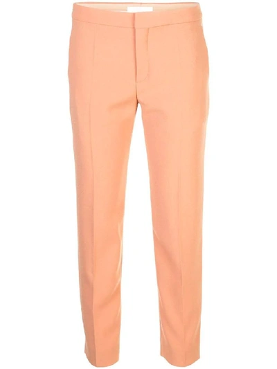 Shop Chloé Orange Women's Cropped Slim-fit Trousers In Brown