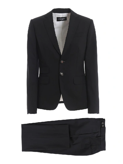 Shop Dsquared2 Wool Suit With Logo Buttons In Black