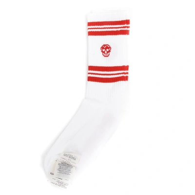 Shop Alexander Mcqueen Skull White Cotton Blend Socks