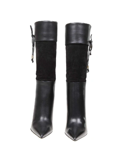 Shop Balmain Mina Boot In Leather And Suede Color Black