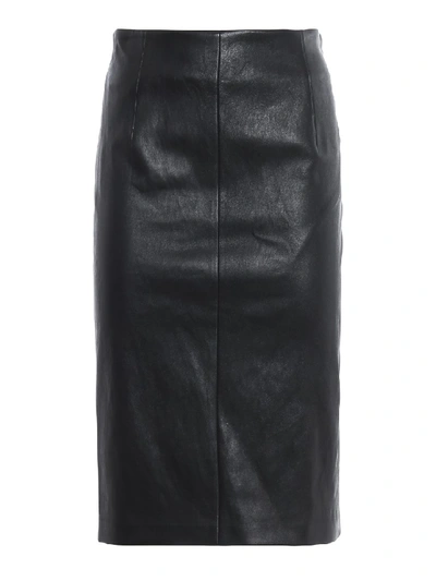 Shop Prada Stretch Nappa Pencil Skirt In Black