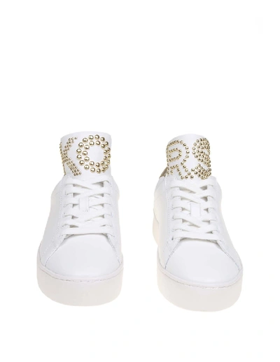 Shop Michael Kors Mindy Sneakers In White Color Leather