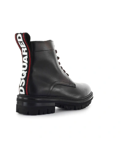 Shop Dsquared2 Evolution Tape Black Leather Boot