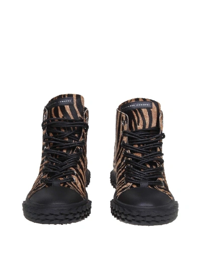 Shop Giuseppe Zanotti Boots Sneakers Blabber In Cavallino With Tigrated Print In Black