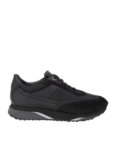 Shop Santoni Sneakers In Leather And Black Fabric