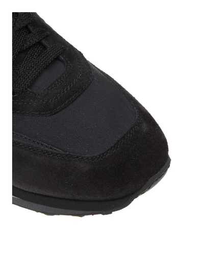 Shop Santoni Sneakers In Leather And Black Fabric
