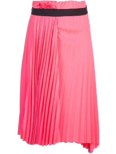 Shop Balenciaga Pink Women's Asymmetric Belted Pleated Skirt In Burgundy