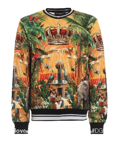 Shop Dolce & Gabbana Tropico Dg King Print Sweatshirt In Black