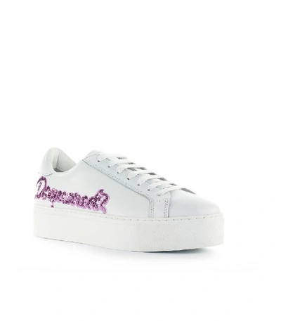 Shop Dsquared2 Sparkling Logo White Pink Sneaker