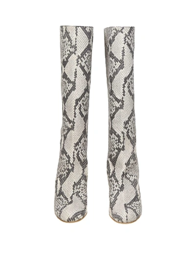 Shop Red Valentino Leather Boots With Pythoned Print In Grey