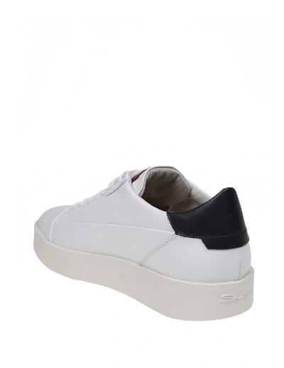 Shop Santoni Sneakers In White Color Leather