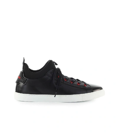 Shop Dsquared2 Techno New Tennis Leather And Neoprene Sneaker In Black