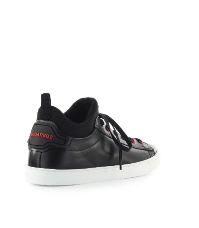 Shop Dsquared2 Techno New Tennis Leather And Neoprene Sneaker In Black