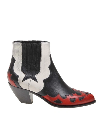 Shop Golden Goose Sunset Flowers Leather Ankle Boot In Black