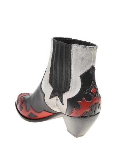 Shop Golden Goose Sunset Flowers Leather Ankle Boot In Black