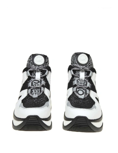 Shop Michael Kors Sneakers Olympia Trainer White And Black Color