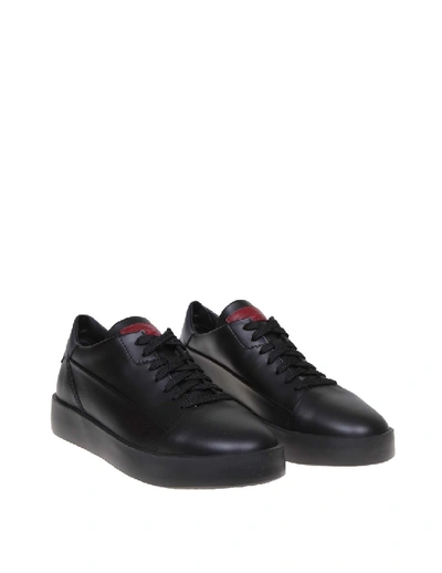 Shop Santoni Trainers Leather Lace-up In Black