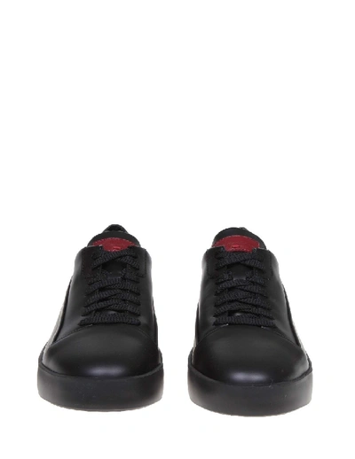 Shop Santoni Trainers Leather Lace-up In Black