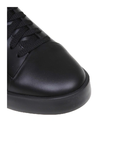 Shop Santoni Trainers Leather Lace-up In Black