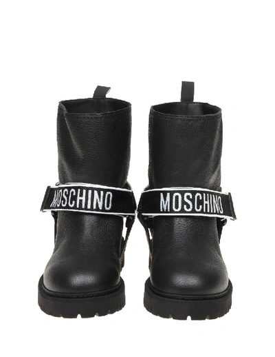 Shop Moschino Bikers Boots In Black Leather
