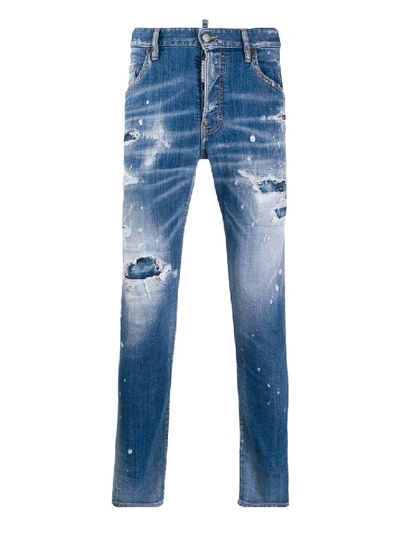 Shop Dsquared2 Skater Logo Detailed Denim Jeans In Blue