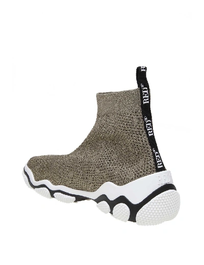 Shop Red Valentino Sneakers Glam Run In Knit Gold Color In Grey