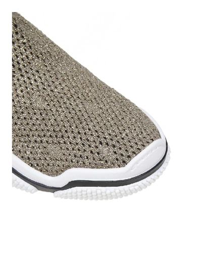 Shop Red Valentino Sneakers Glam Run In Knit Gold Color In Grey