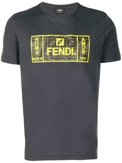 Shop Fendi Grey Men's Roma/amor Print T-shirt