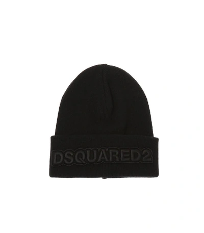 Shop Dsquared2 Black Beanie With Logo
