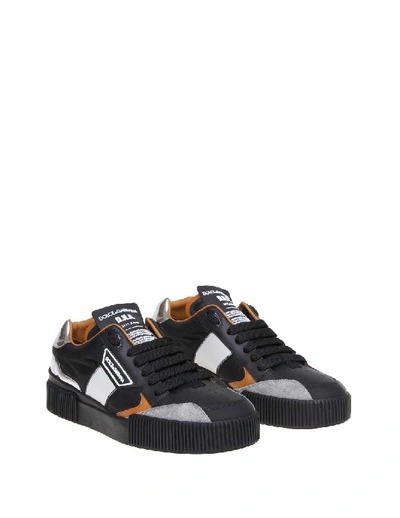 Shop Dolce & Gabbana Sneakers Miami In Tessuto E Vitello Nappato In Black