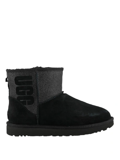 Shop Ugg Classic Mini Logo Sparkle Ankle Boots In Black