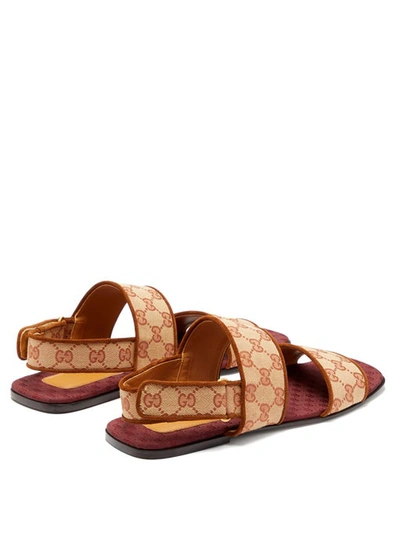 Shop Gucci Senior Gg Supreme Canvas Sandals In Brown