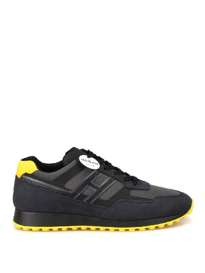 Shop Hogan H383 Nubuck And Mesh Fabric Sneakers In Black